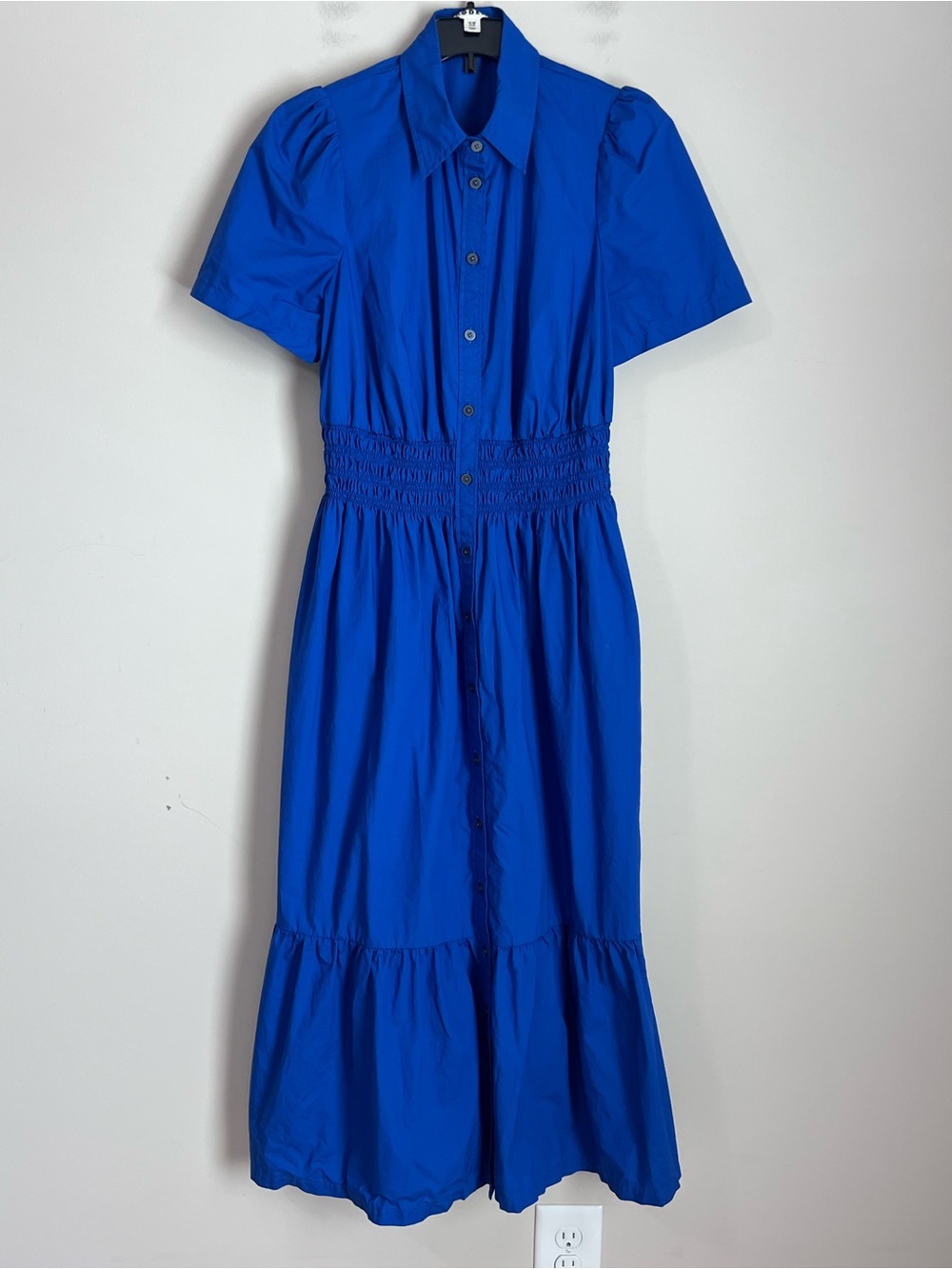 Boden Shirt Dress Royal Blue Size Women's 8 Pockets Midi Dress
